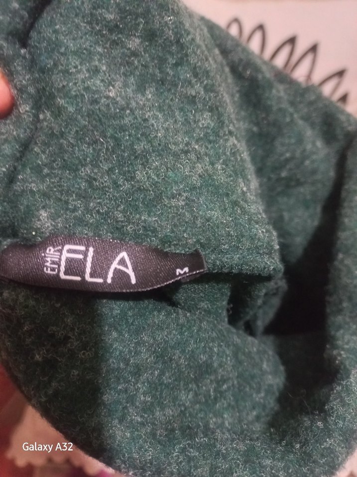 yesil Yün Uzun Kollu Yüksek Yakalı Triko tunik - Görsel 4