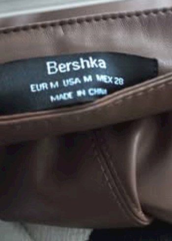 38 Beden kahve rengi fermuar detayli deri Mini Etek