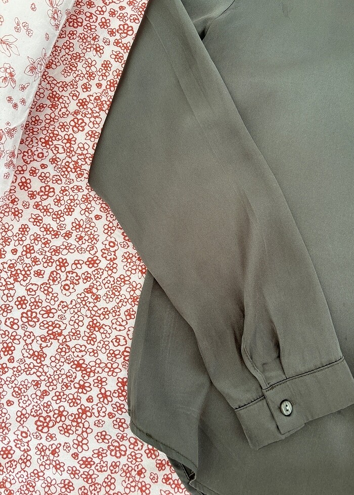 Haki Saten Gömlek - Görsel 2