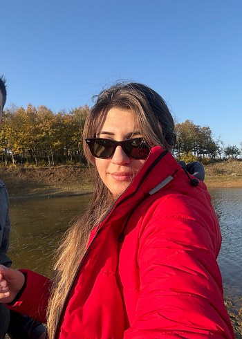 Kırmızı Fermuarlı Kadın Kışlık Mont - Görsel 5