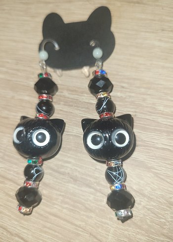 Uzun Çok Renkli Gotik Boncuklu Kadın Küpeler