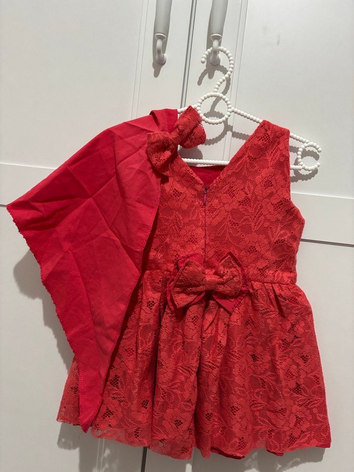 Kırmızı Dantel Kız Elbisesi - Görsel 3
