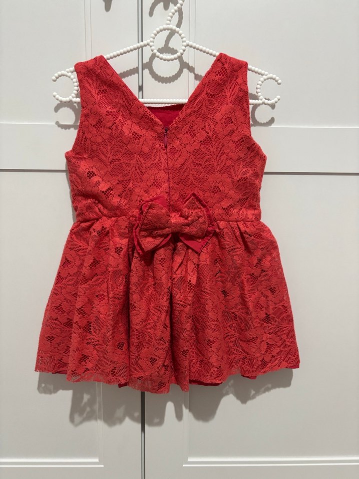 Kırmızı Dantel Kız Elbisesi - Görsel 2