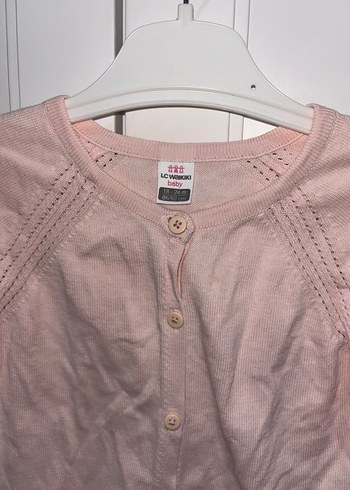 Kız Çocuk Pembe Pamuklu Düğmeli Hırka - Görsel 2