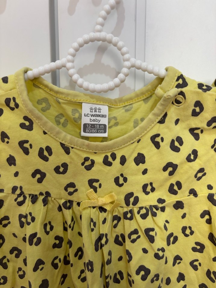 Sarı Leopar Desenli Kız Çocuk Elbise - Görsel 4