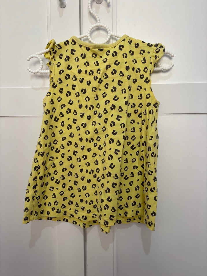 Sarı Leopar Desenli Kız Çocuk Elbise - Görsel 3