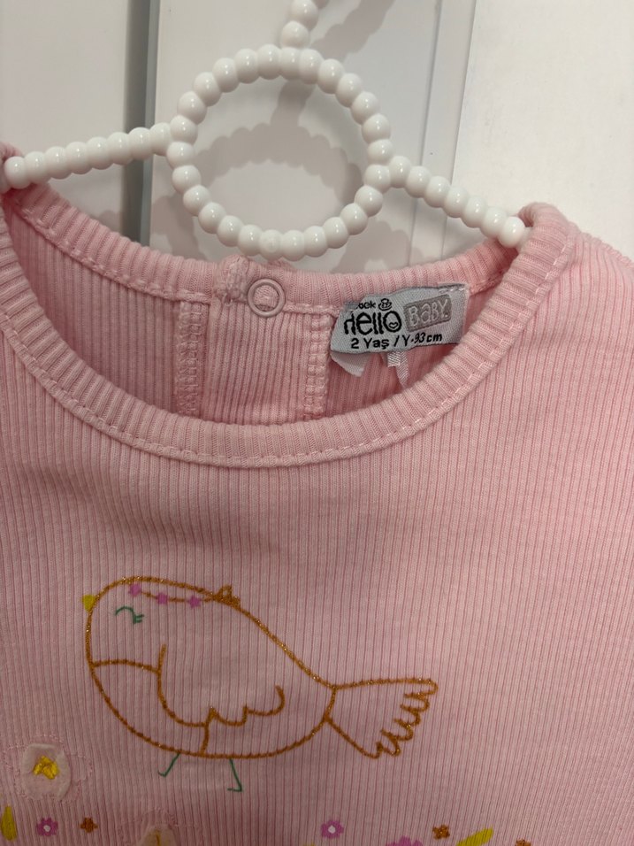 Nakışlı Fırfırlı Pembe Kız Elbisesi - Görsel 4