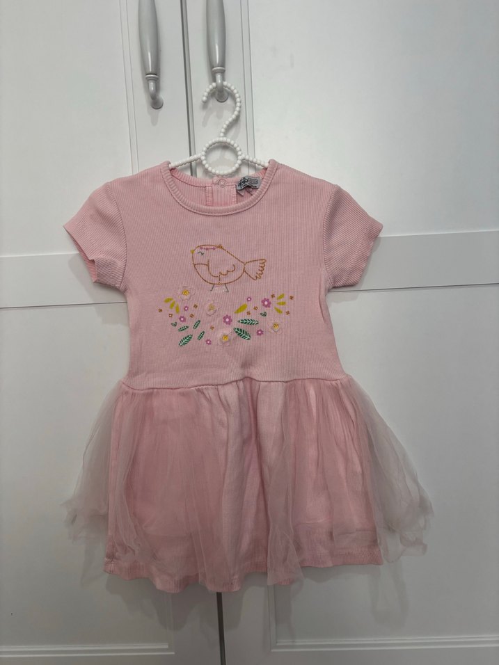 Nakışlı Fırfırlı Pembe Kız Elbisesi - Görsel 2