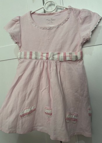 Kız Çocuk Pembe Kısa Kollu Pamuklu Elbise - Görsel 2