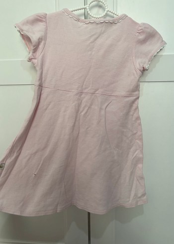 Kız Çocuk Pembe Kısa Kollu Pamuklu Elbise - Görsel 3