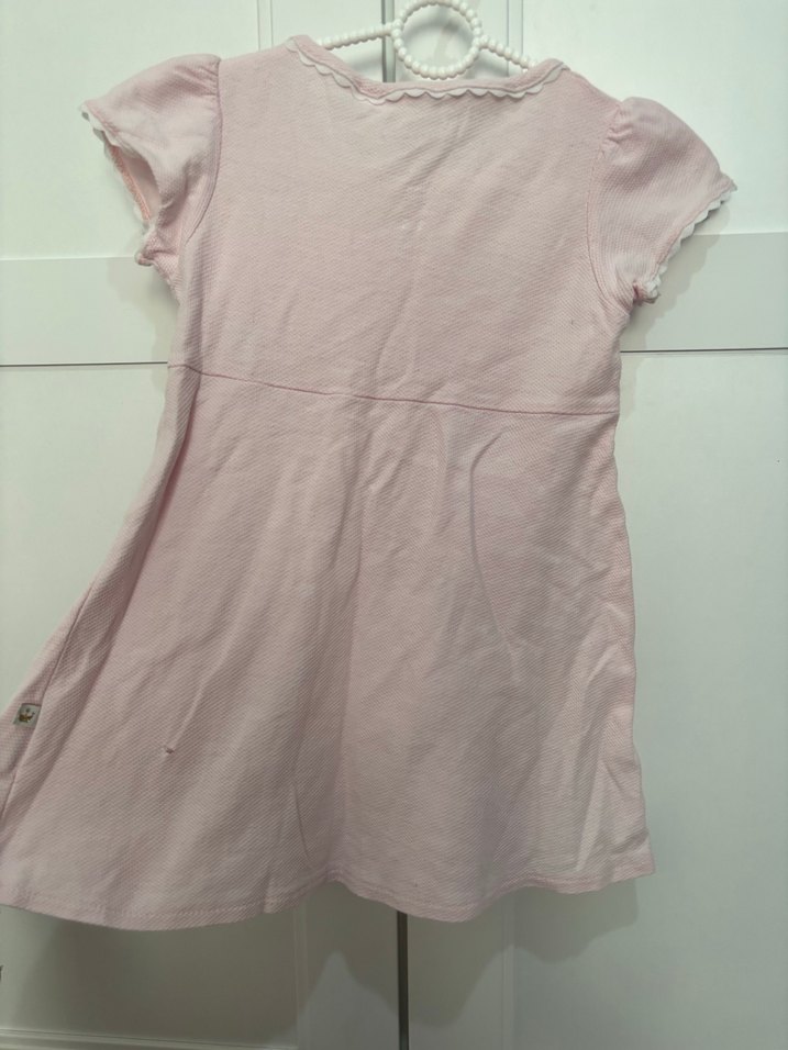 Kız Çocuk Pembe Kısa Kollu Pamuklu Elbise - Görsel 3