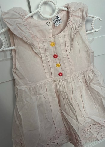 Kız Çocuk Pembe Nakışlı Pamuklu Elbise - Görsel 2