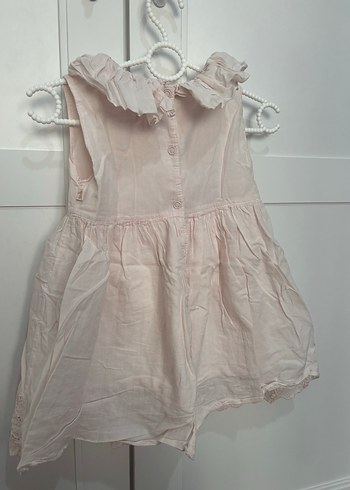 Kız Çocuk Pembe Nakışlı Pamuklu Elbise - Görsel 3