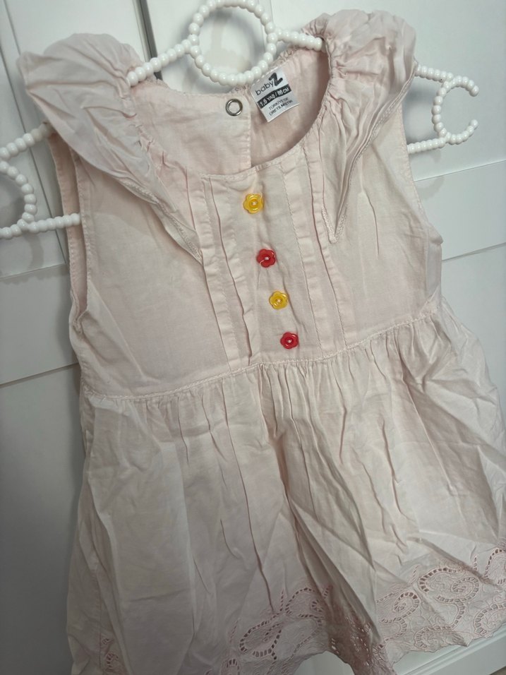 Kız Çocuk Pembe Nakışlı Pamuklu Elbise - Görsel 2