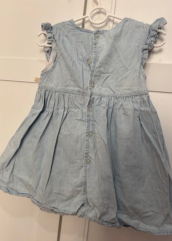 Kız Çocuk Kot Kumaş Volanlı Elbise - Görsel 3