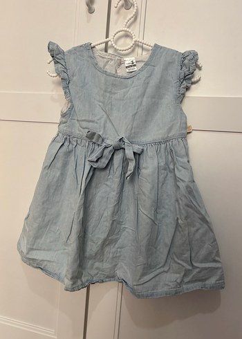 Kız Çocuk Kot Kumaş Volanlı Elbise - Görsel 2