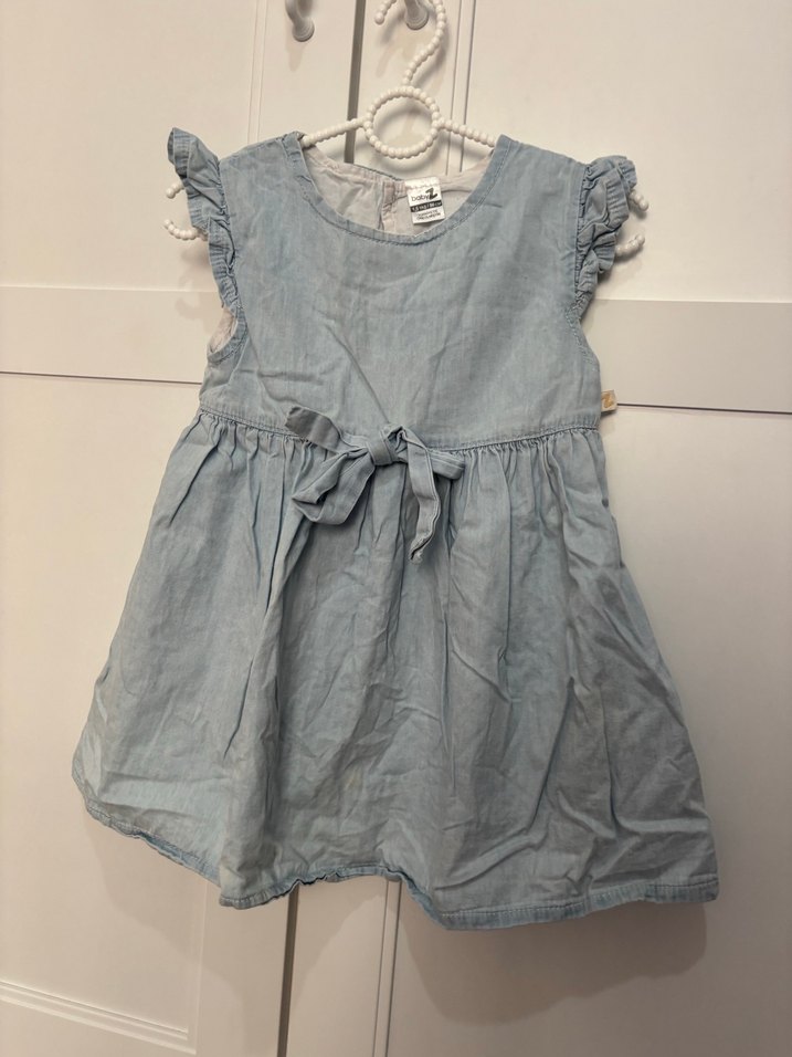 Kız Çocuk Kot Kumaş Volanlı Elbise - Görsel 2