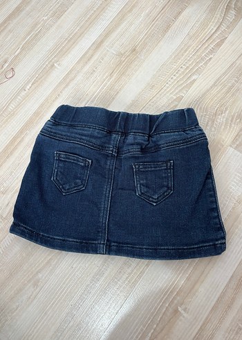 Kız Çocuk Lacivert Elastik Bel Denim Etek - Görsel 2