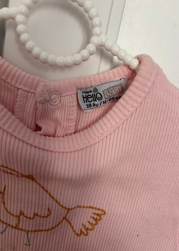 Kız Çocuk Pembe Nakışlı Kısa Kollu Elbise - Görsel 3