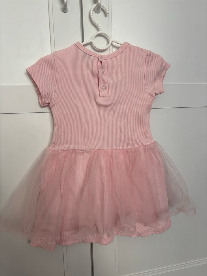 Kız Çocuk Pembe Nakışlı Kısa Kollu Elbise - Görsel 2