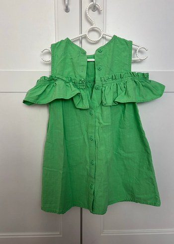 Kolsuz Fırfırlı Keten Kız Elbisesi - Görsel 2