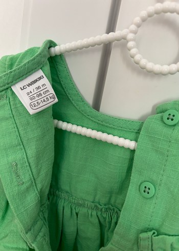 Kolsuz Fırfırlı Keten Kız Elbisesi - Görsel 3