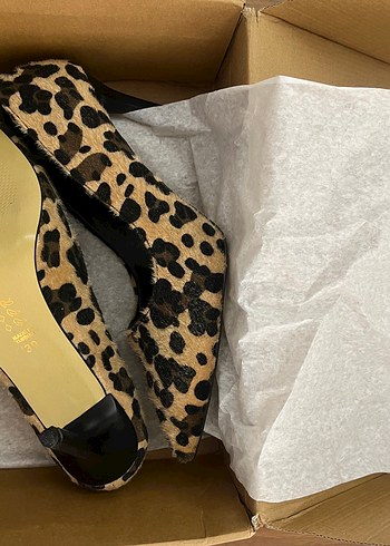 Kahverengi Leopar Desenli Süet Stiletto - Görsel 5