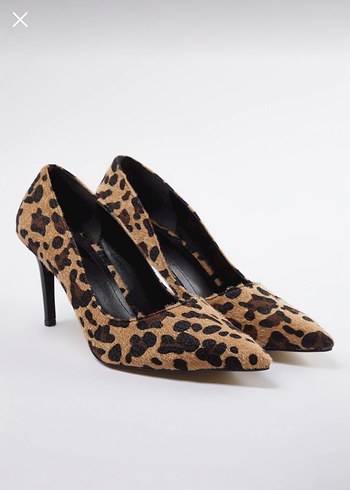 Kahverengi Leopar Desenli Süet Stiletto - Görsel 2