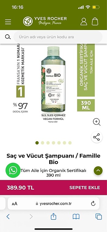 Yves Rocher Yves Rocher Vücut ve Saç Şampuanı