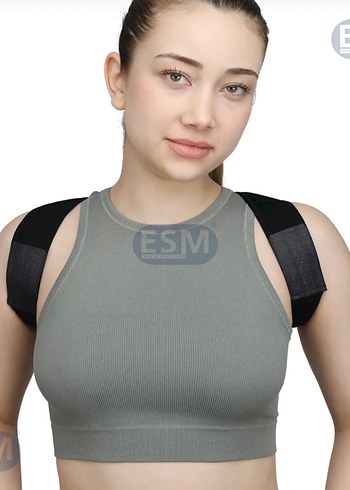 Siyah Gri Ayarlanabilir Duruş Köprücük Kemiği Korsesi 8 Bandaj - Görsel 3