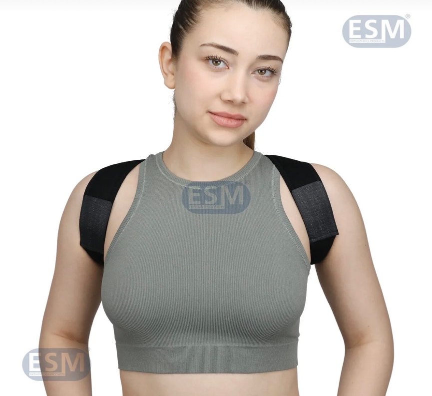 Siyah Gri Ayarlanabilir Duruş Köprücük Kemiği Korsesi 8 Bandaj - Görsel 3