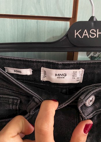 Gri Kadın Kemerli Denim Pantolon - Görsel 3