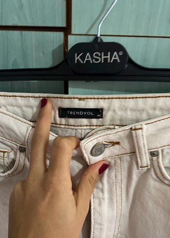 Bej Midi Kadın Kot Pantolon - Görsel 3