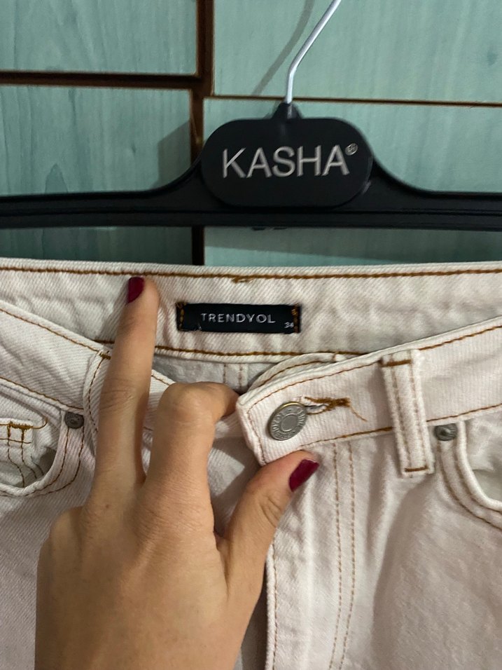 Bej Midi Kadın Kot Pantolon - Görsel 3