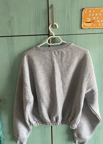 Gri Kadın Oversize Sweatshirt - Görsel 3