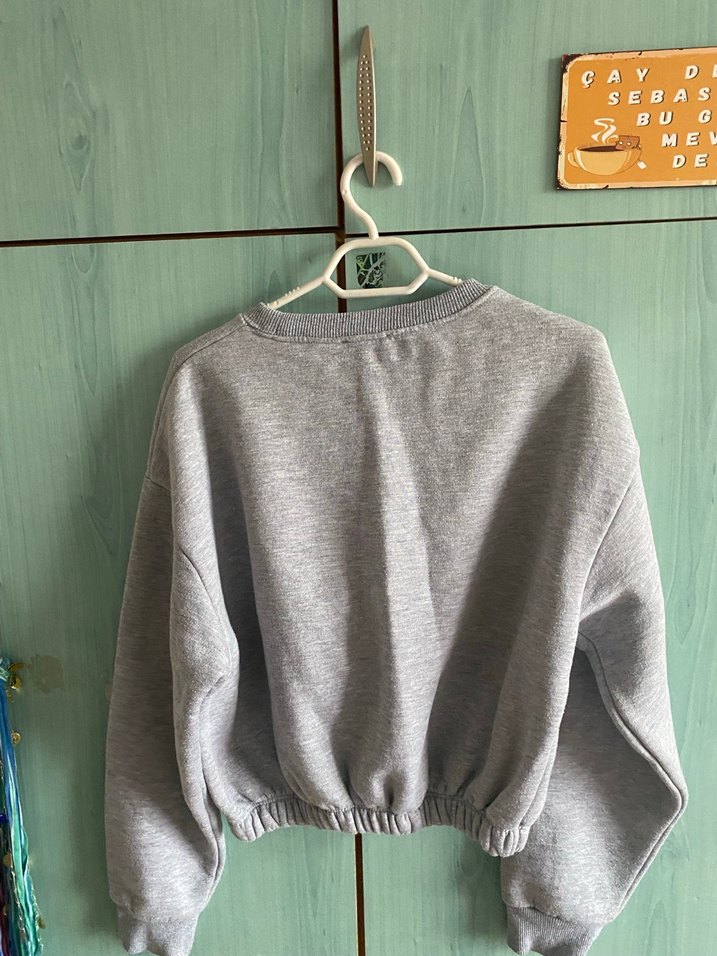 Gri Kadın Oversize Sweatshirt - Görsel 3