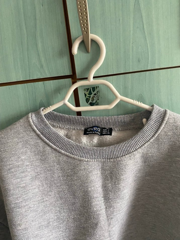 Gri Kadın Oversize Sweatshirt - Görsel 2