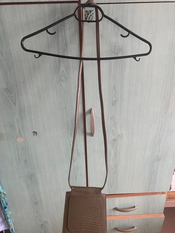 Haki Deri Kadın Çanta - Kemer Detaylı - Görsel 4