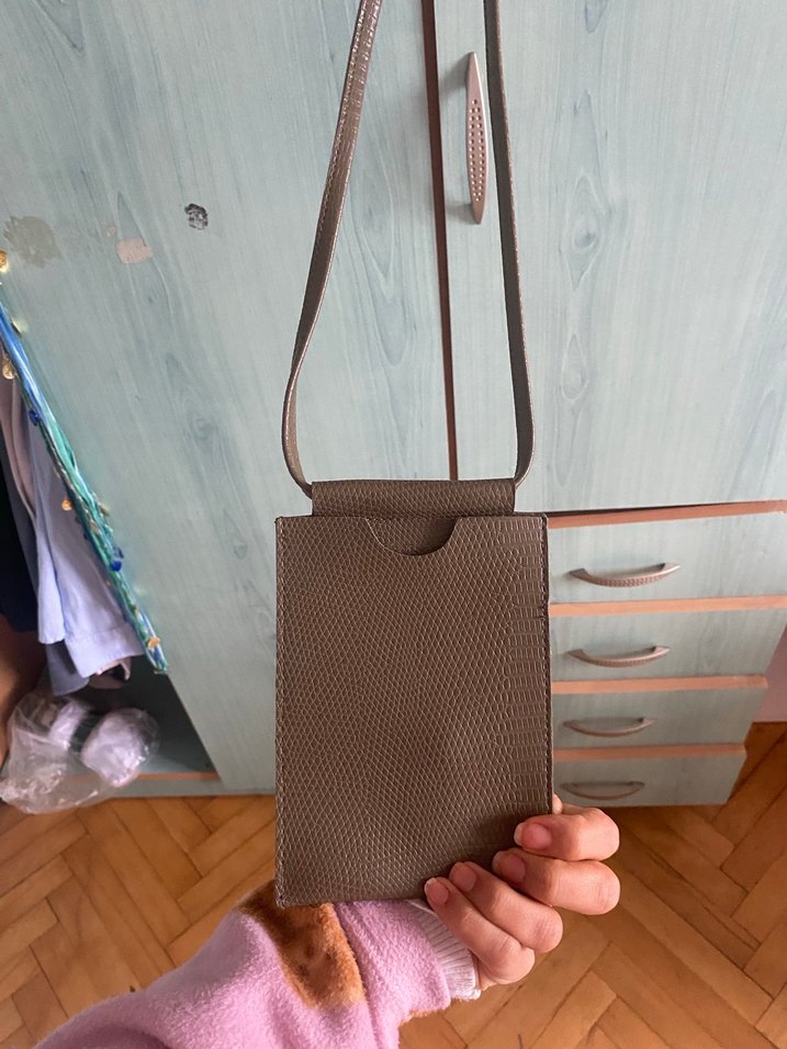 Haki Deri Kadın Çanta - Kemer Detaylı - Görsel 3