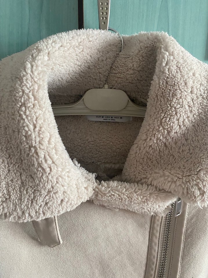 Bej Süet Kadın Kısa Kürklü Ceket - Görsel 4