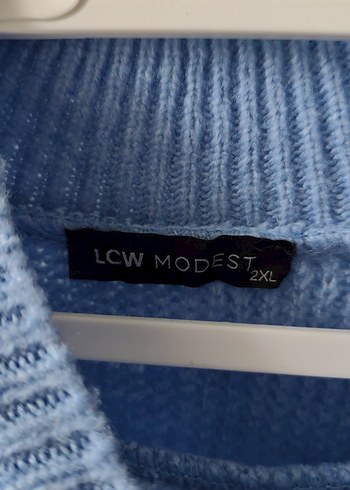 Mavi Yüksek Yakalı Örgü Kadın Kazak - Görsel 4