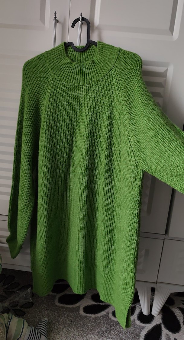 Yeşil Balıkçı Yaka Triko Kadın Kazak - Görsel 2