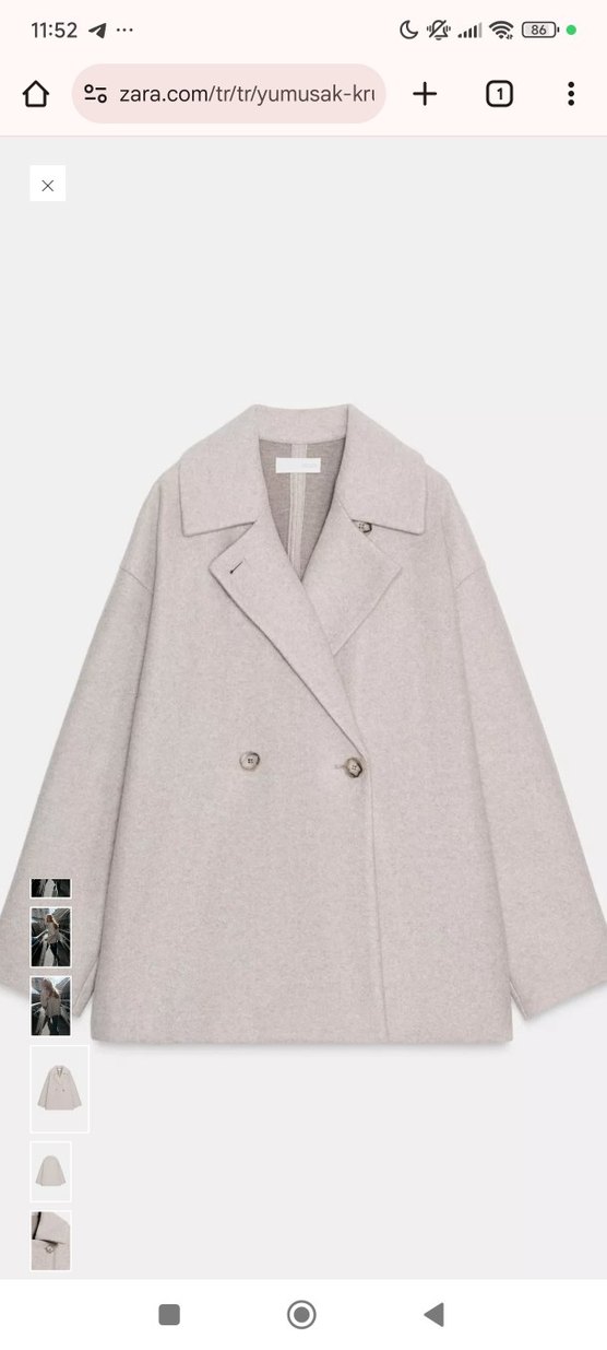 Bej Kadın Midi Kaban Notch Yaka - Görsel 2