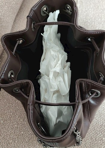 Zincir Detaylı Kahverengi Deri Kadın Çanta - Görsel 3