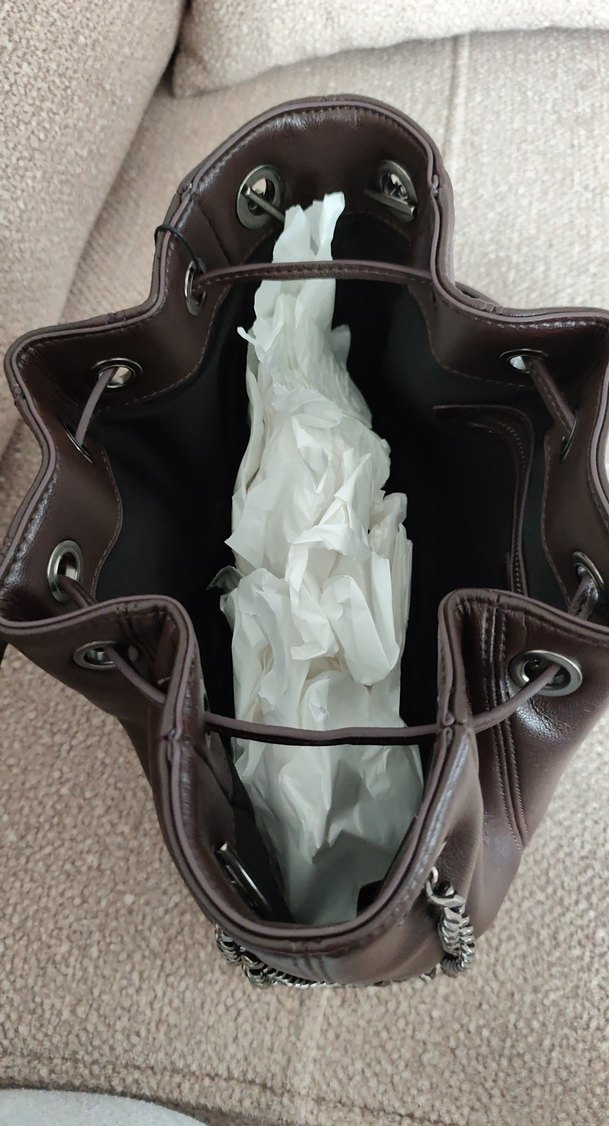 Zincir Detaylı Kahverengi Deri Kadın Çanta - Görsel 3