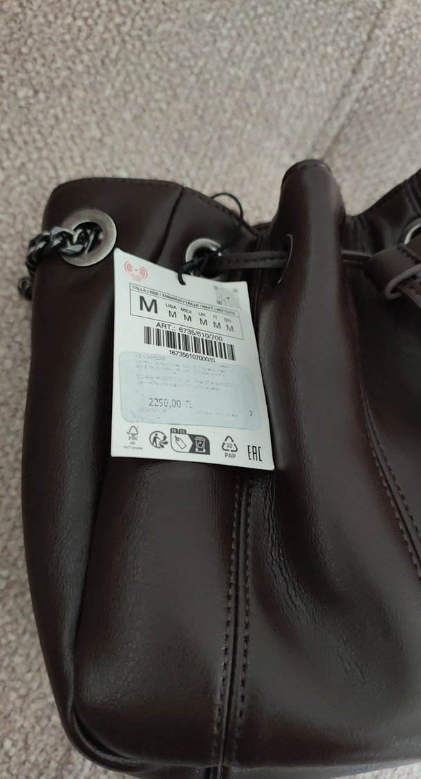 Zincir Detaylı Kahverengi Deri Kadın Çanta - Görsel 4