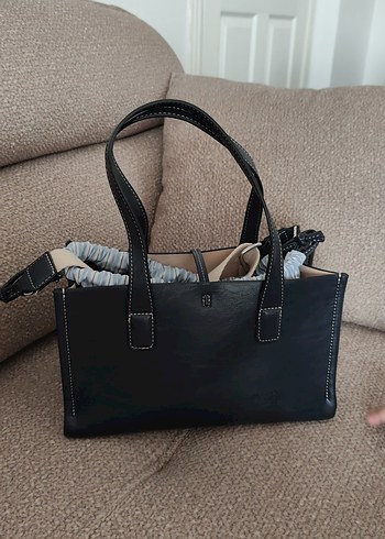 Siyah Deri Kadın Omuz Çantası - Görsel 2