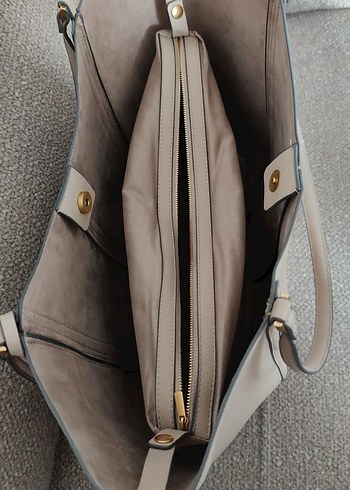 Bej Deri Kadın Çanta Tokalı Minimalist Tasarım - Görsel 3