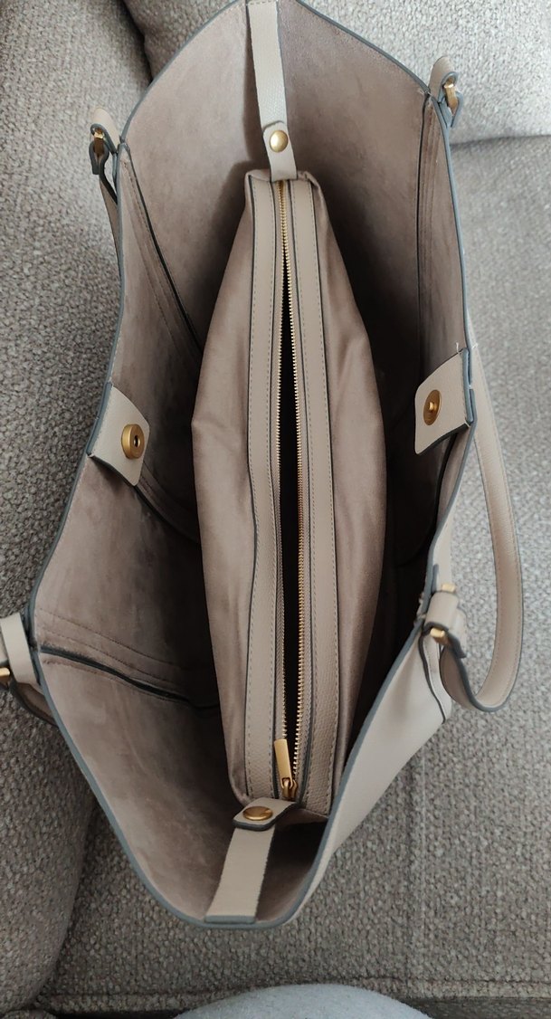 Bej Deri Kadın Çanta Tokalı Minimalist Tasarım - Görsel 3