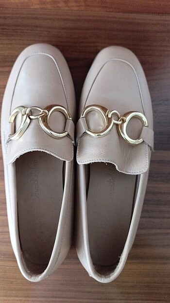Camel rengi deri loafer